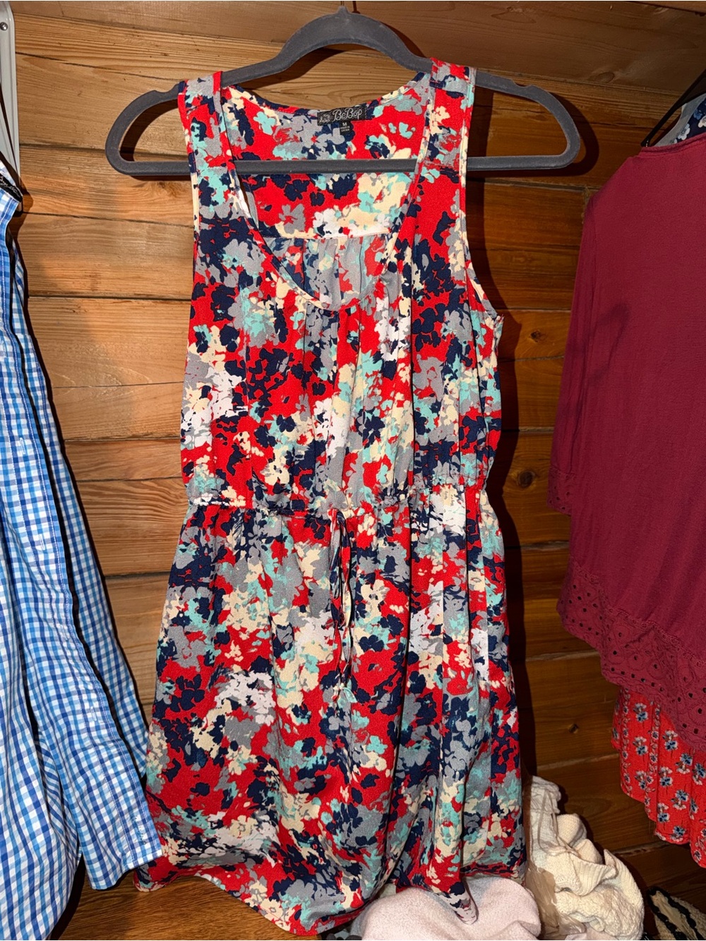 BeBop Red Multi-Color Floral Sleeveless Mini Dress